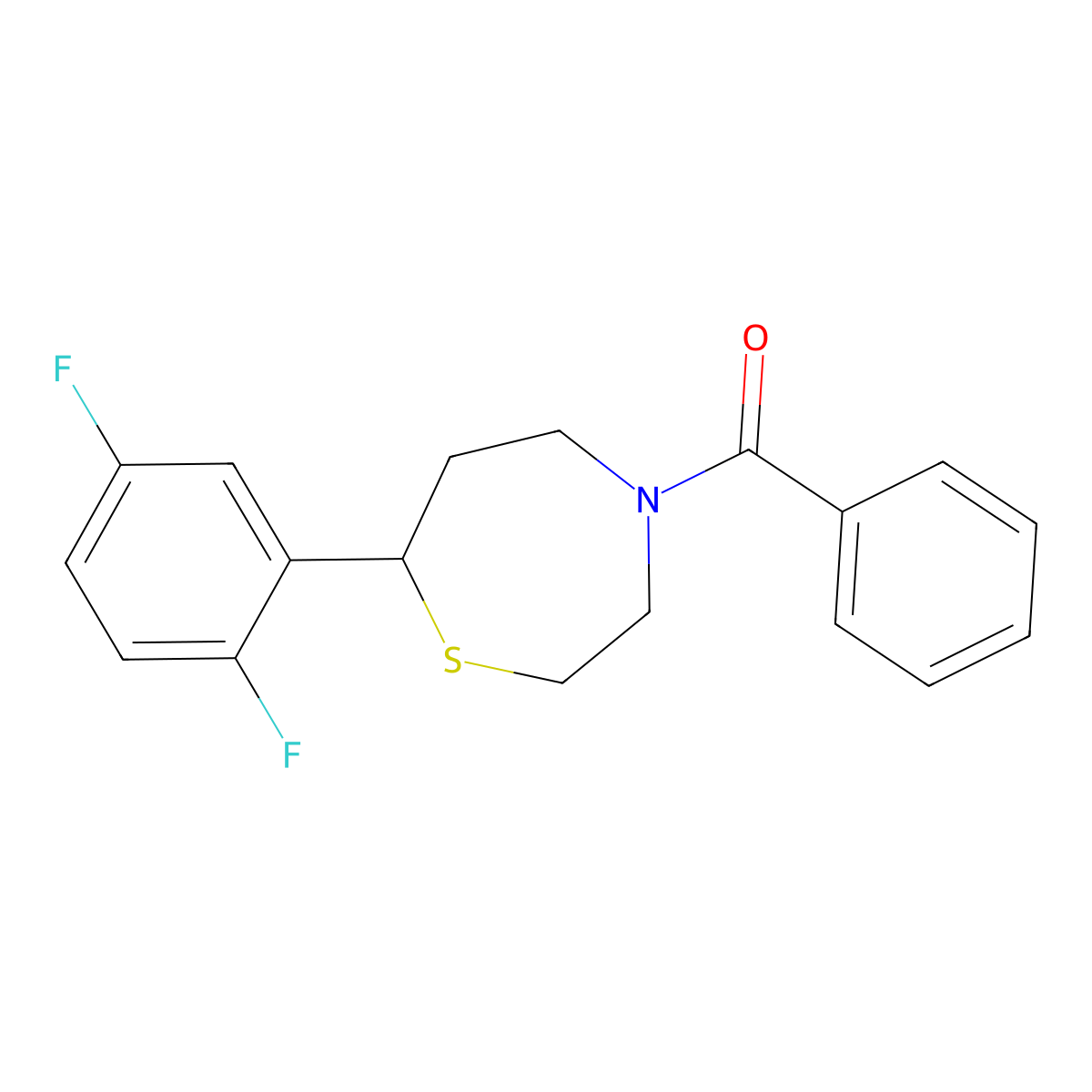 (7-(2,5-Difluorophenyl)-1,4-thiazepan-4-yl)(phenyl)methanone molecular structure, CAS 1705437-88-2