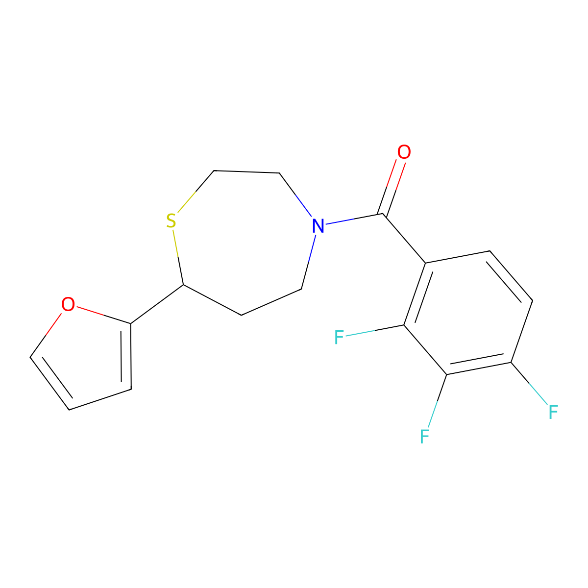 (7-(Furan-2-yl)-1,4-thiazepan-4-yl)(2,3,4-trifluorophenyl)methanone molecular structure, CAS 1705438-93-2
