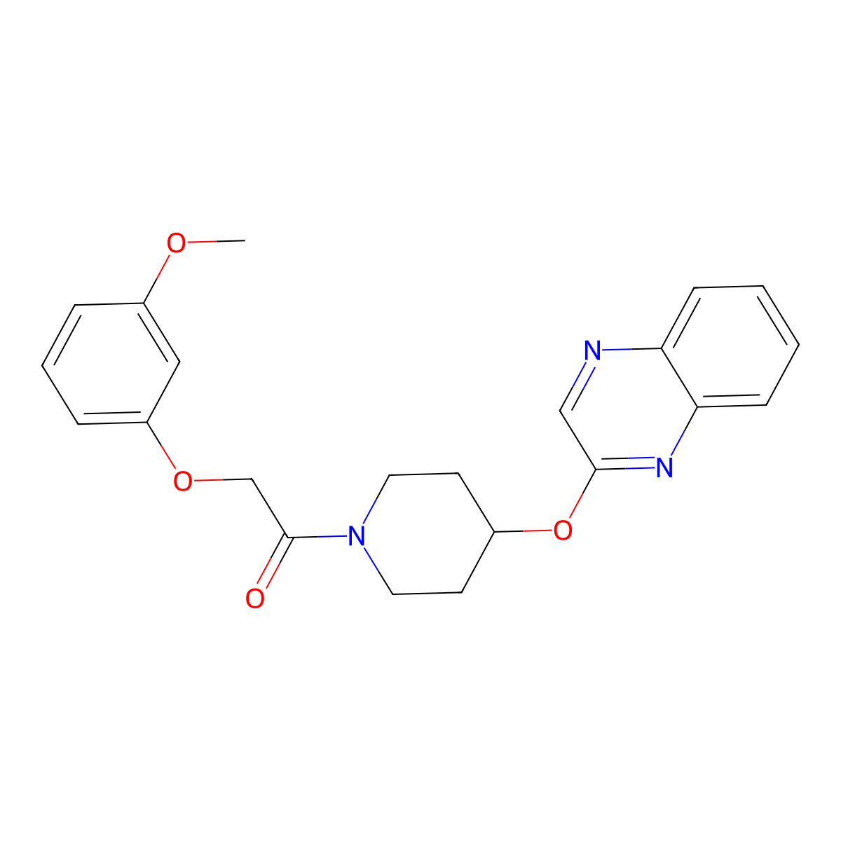 2-(3-Methoxyphenoxy)-1-(4-(quinoxalin-2-yloxy)piperidin-1-yl)ethanone molecular structure, CAS 1705464-70-5