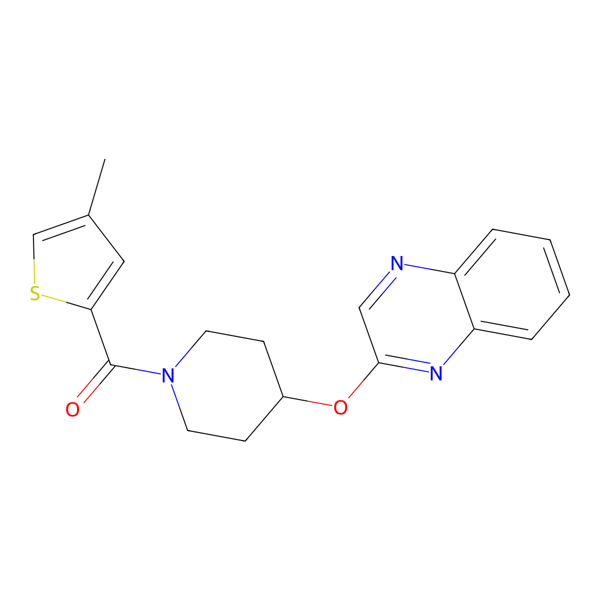 2-{[1-(4-Methylthiophene-2-carbonyl)piperidin-4-yl]oxy}quinoxaline molecular structure, CAS 1705469-07-3