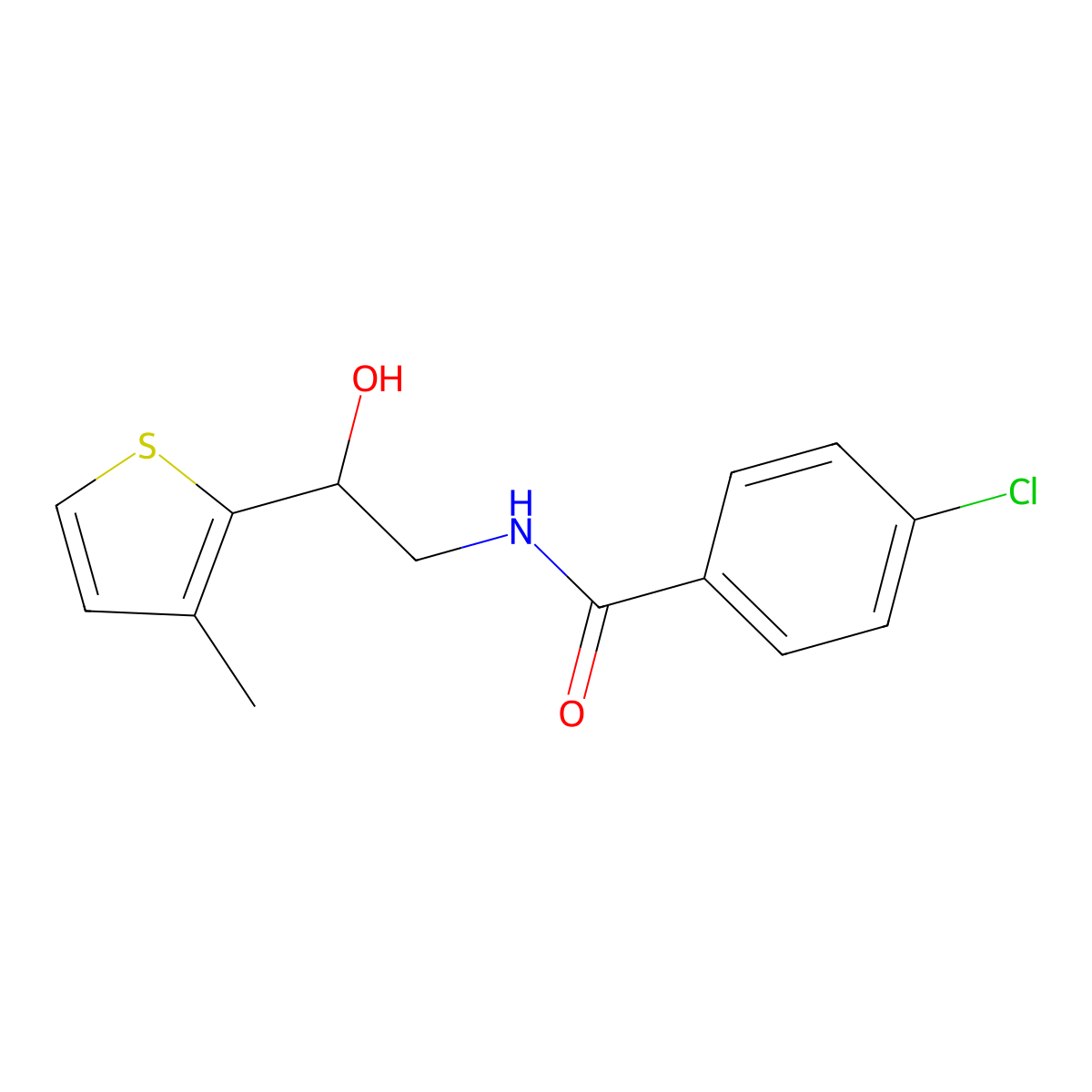 4-chloro-N-[2-hydroxy-2-(3-methylthiophen-2-yl)ethyl]benzamide molecular structure, CAS 1705473-77-3