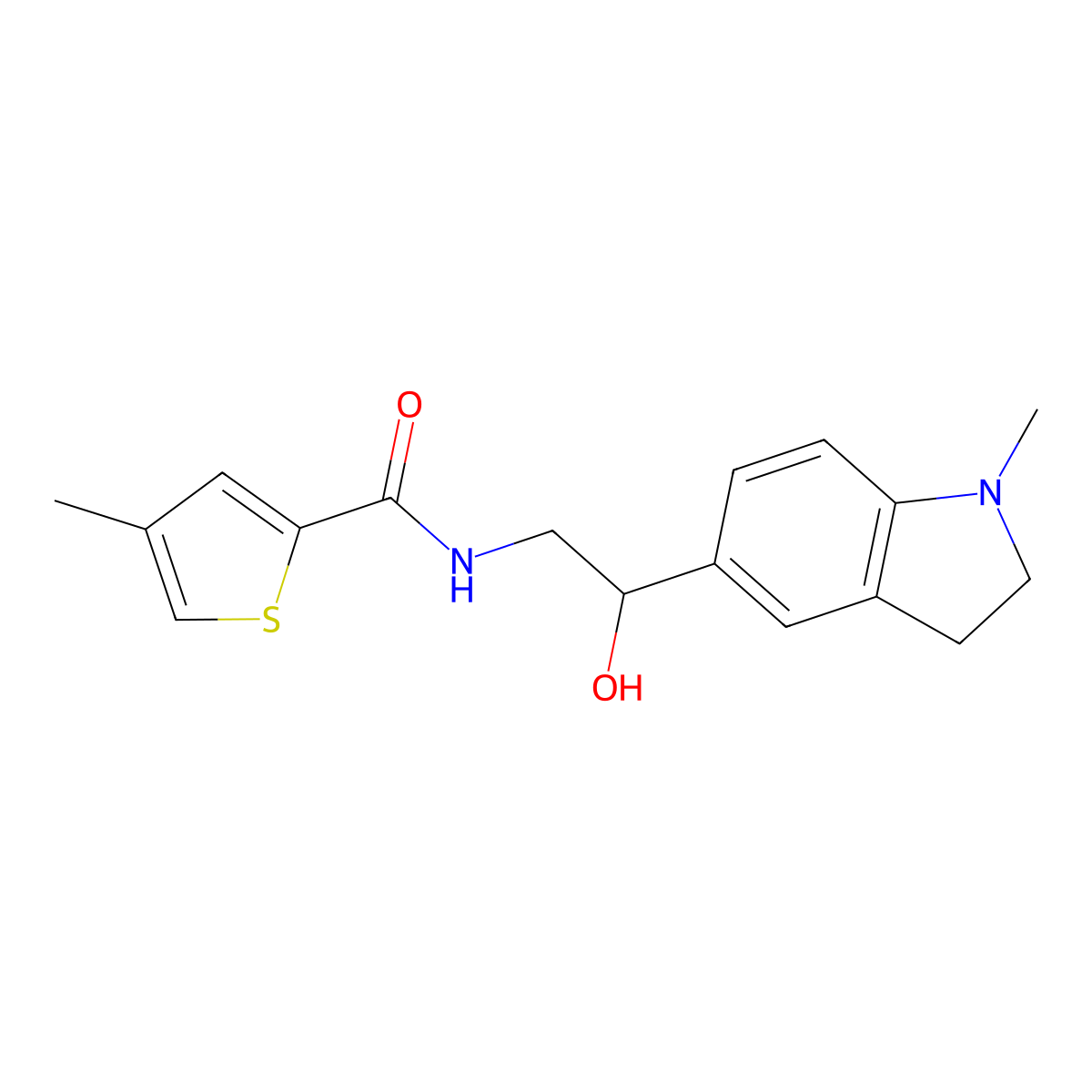N-(2-hydroxy-2-(1-methylindolin-5-yl)ethyl)-4-methylthiophene-2-carboxamide molecular structure, CAS 1705476-32-9