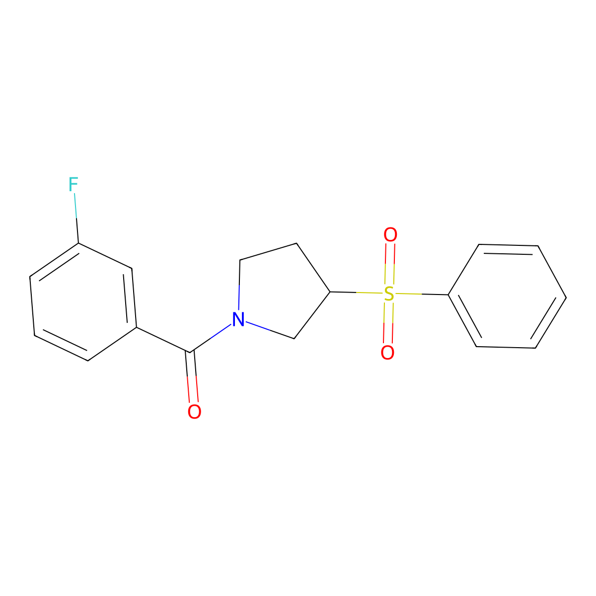 (3-Fluorophenyl)(3-(phenylsulfonyl)pyrrolidin-1-yl)methanone molecular structure, CAS 1705476-57-8