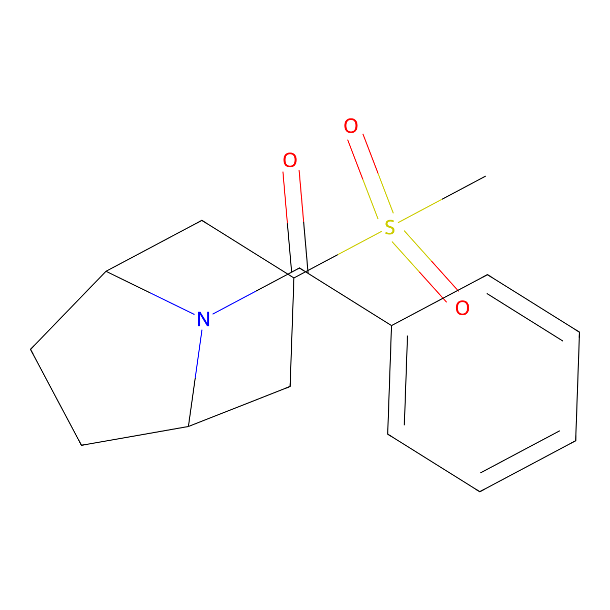 ((1R,5S)-3-(methylsulfonyl)-8-azabicyclo[3.2.1]octan-8-yl)(phenyl)methanone molecular structure, CAS 1705482-78-5