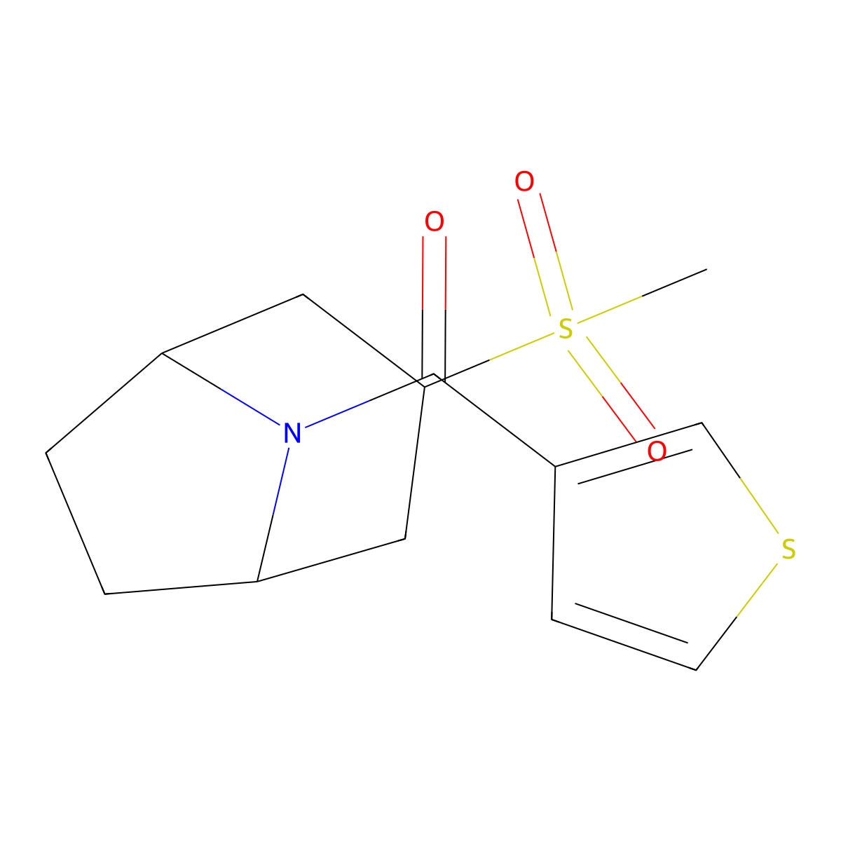 ((1R,5S)-3-(methylsulfonyl)-8-azabicyclo[3.2.1]octan-8-yl)(thiophen-3-yl)methanone molecular structure, CAS 1705482-87-6
