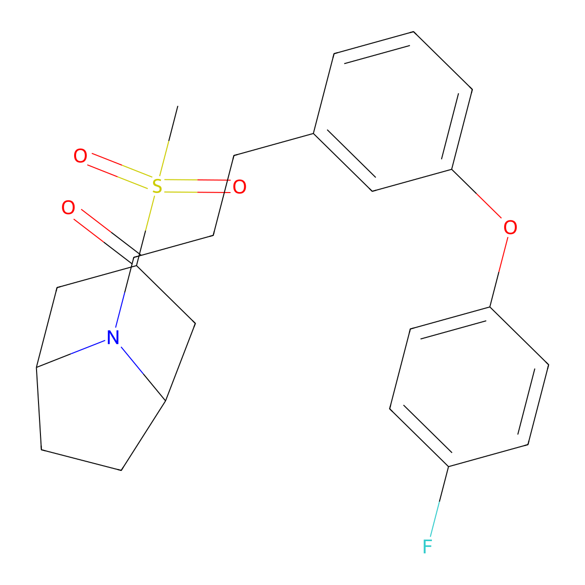 3-(3-(4-fluorophenoxy)phenyl)-1-((1R,5S)-3-(methylsulfonyl)-8-azabicyclo[3.2.1]octan-8-yl)propan-1-one molecular structure, CAS 1705483-33-5