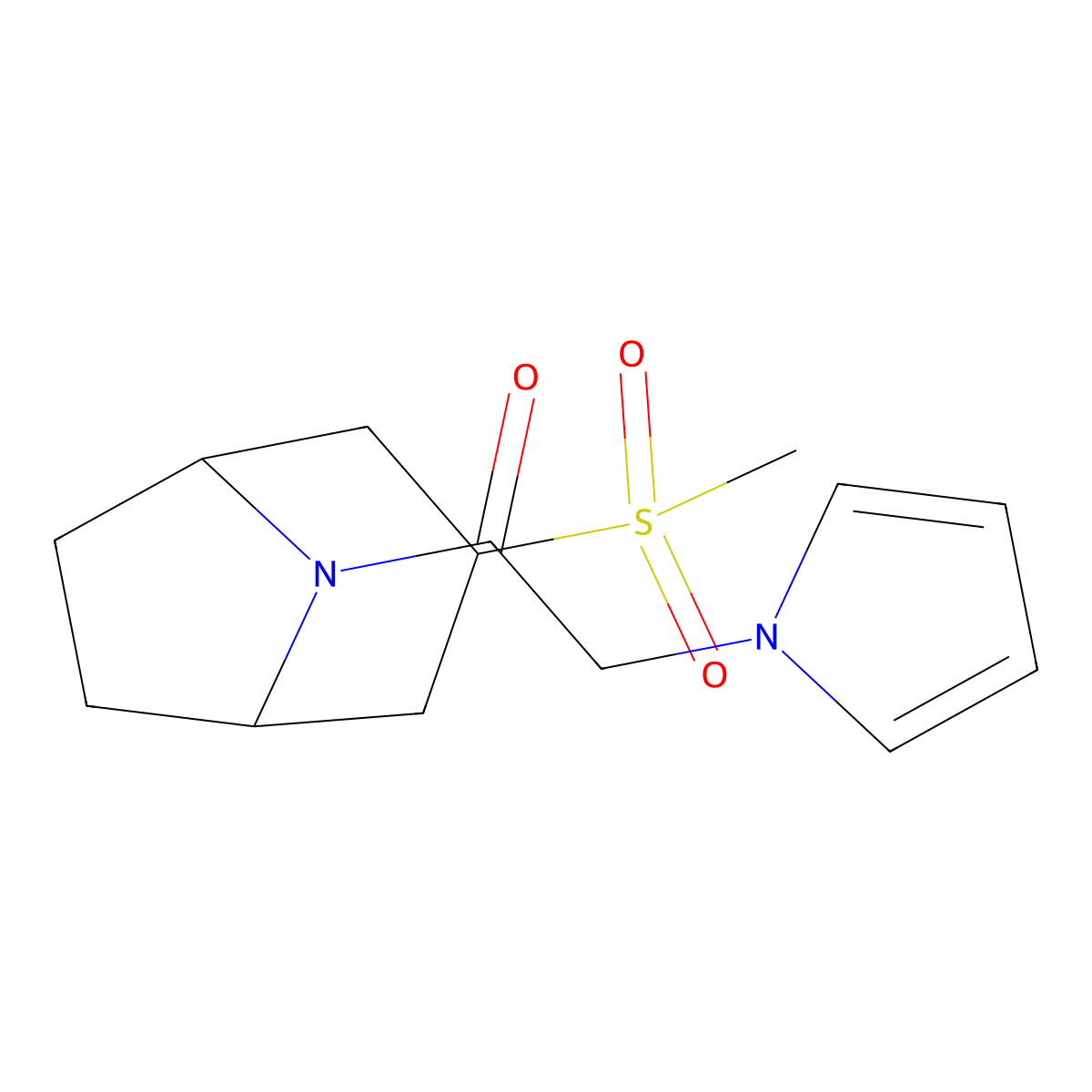 1-((1R,5S)-3-(methylsulfonyl)-8-azabicyclo[3.2.1]octan-8-yl)-2-(1H-pyrrol-1-yl)ethanone molecular structure, CAS 1705483-57-3