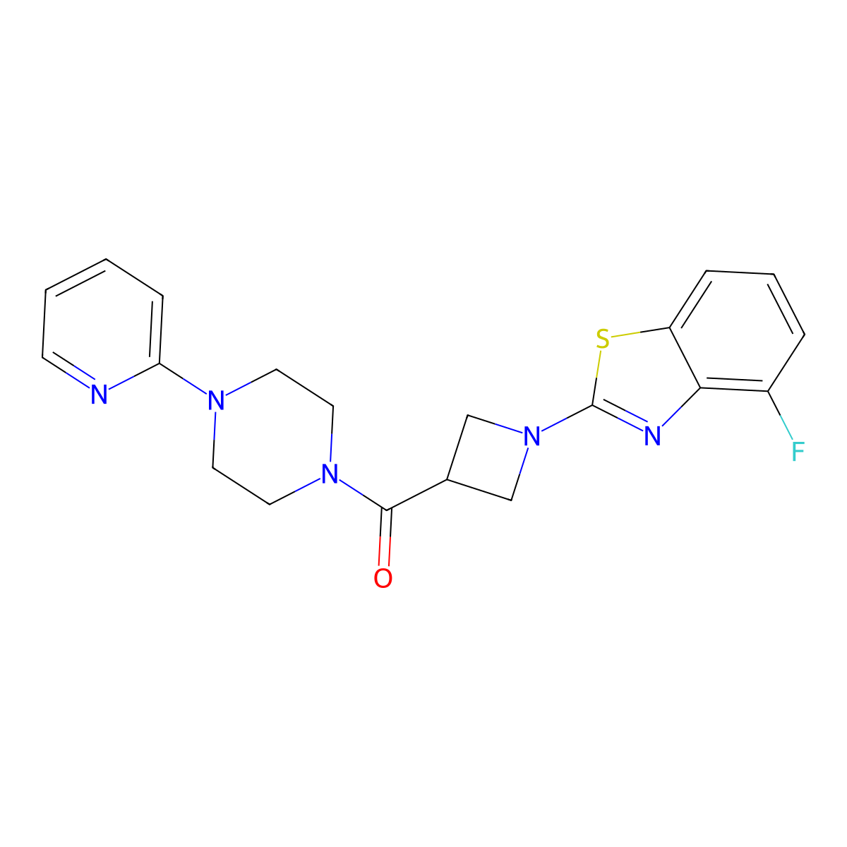(1-(4-Fluorobenzo[d]thiazol-2-yl)azetidin-3-yl)(4-(pyridin-2-yl)piperazin-1-yl)methanone molecular structure, CAS 1705483-72-2