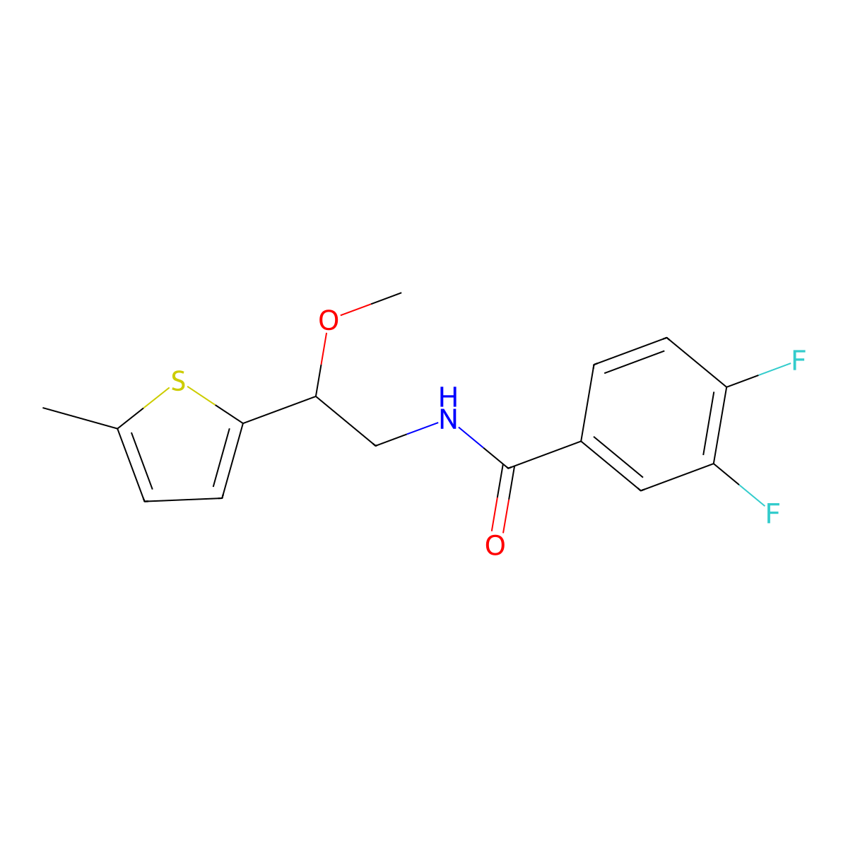 3,4-difluoro-N-[2-methoxy-2-(5-methylthiophen-2-yl)ethyl]benzamide molecular structure, CAS 1705489-10-6