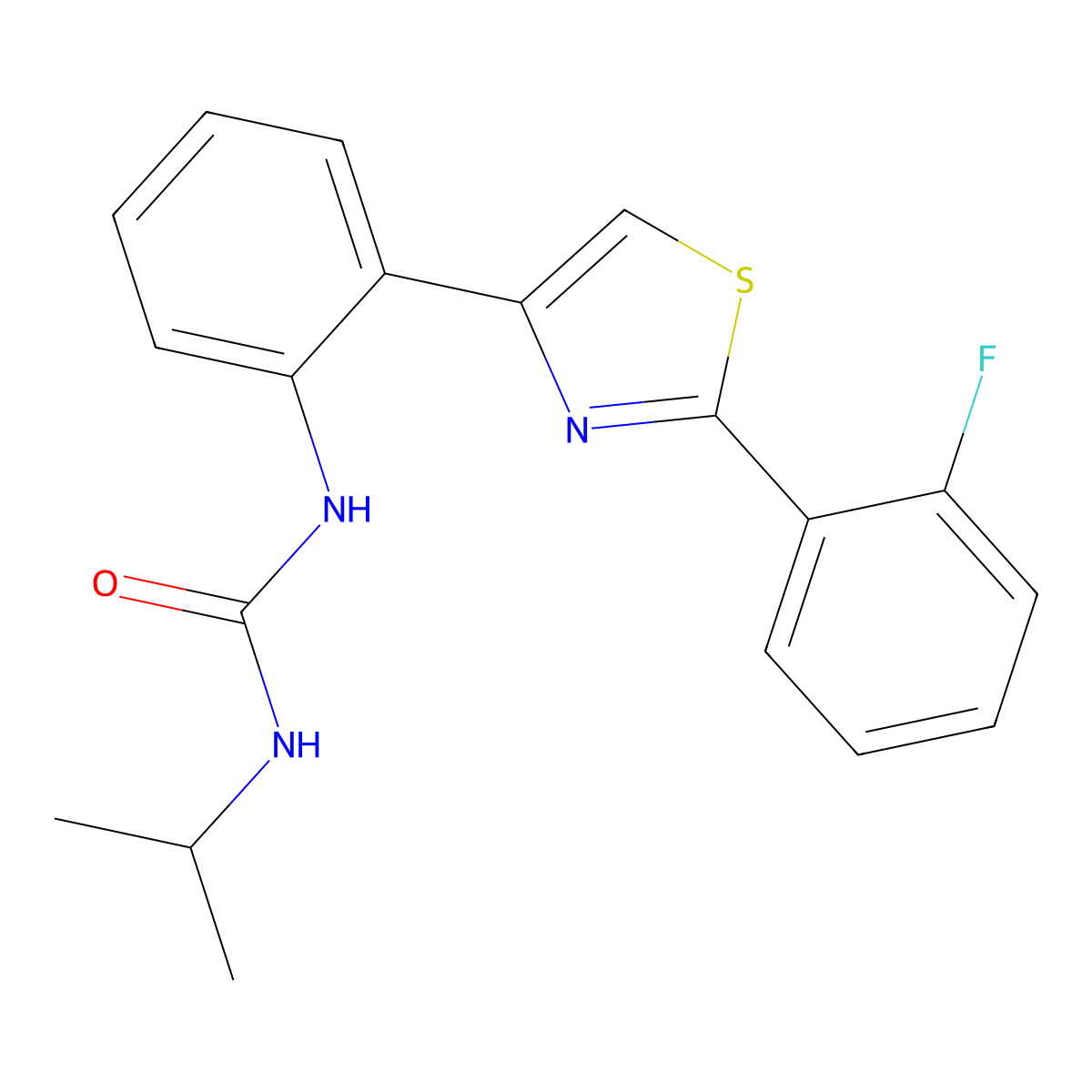 1-(2-(2-(2-Fluorophenyl)thiazol-4-yl)phenyl)-3-isopropylurea molecular structure, CAS 1705495-21-1