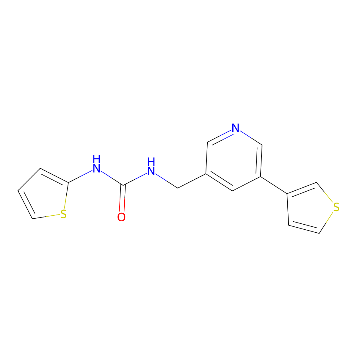 1-(Thiophen-2-yl)-3-((5-(thiophen-3-yl)pyridin-3-yl)methyl)urea molecular structure, CAS 1705496-71-4
