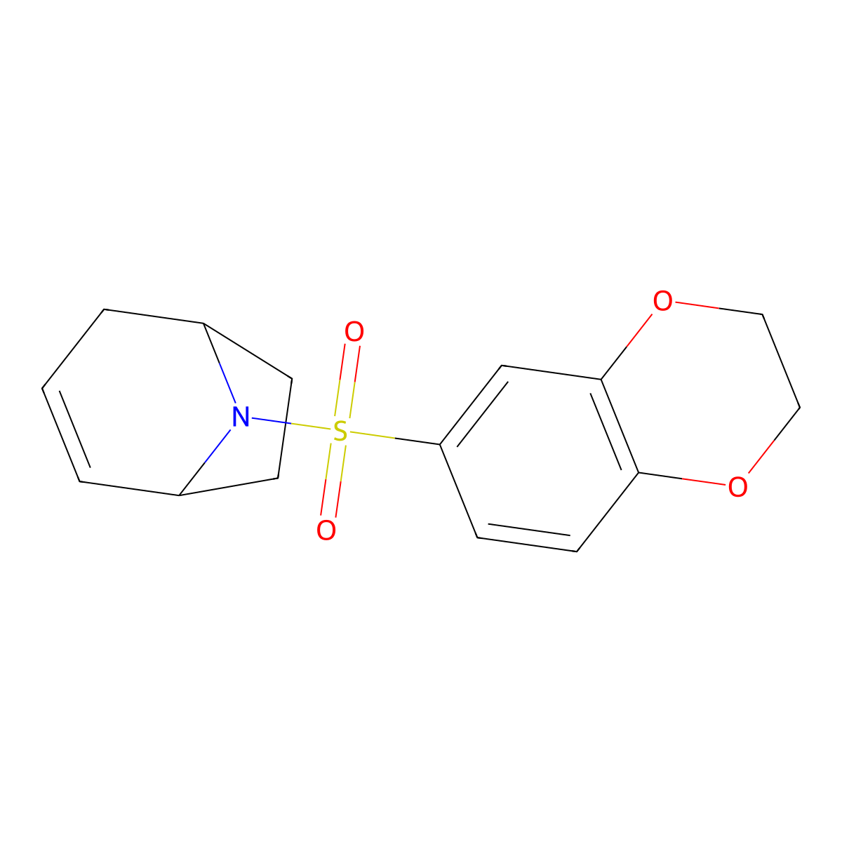 8-(2,3-Dihydro-1,4-benzodioxine-6-sulfonyl)-8-azabicyclo[3.2.1]oct-2-ene molecular structure, CAS 1705497-67-1