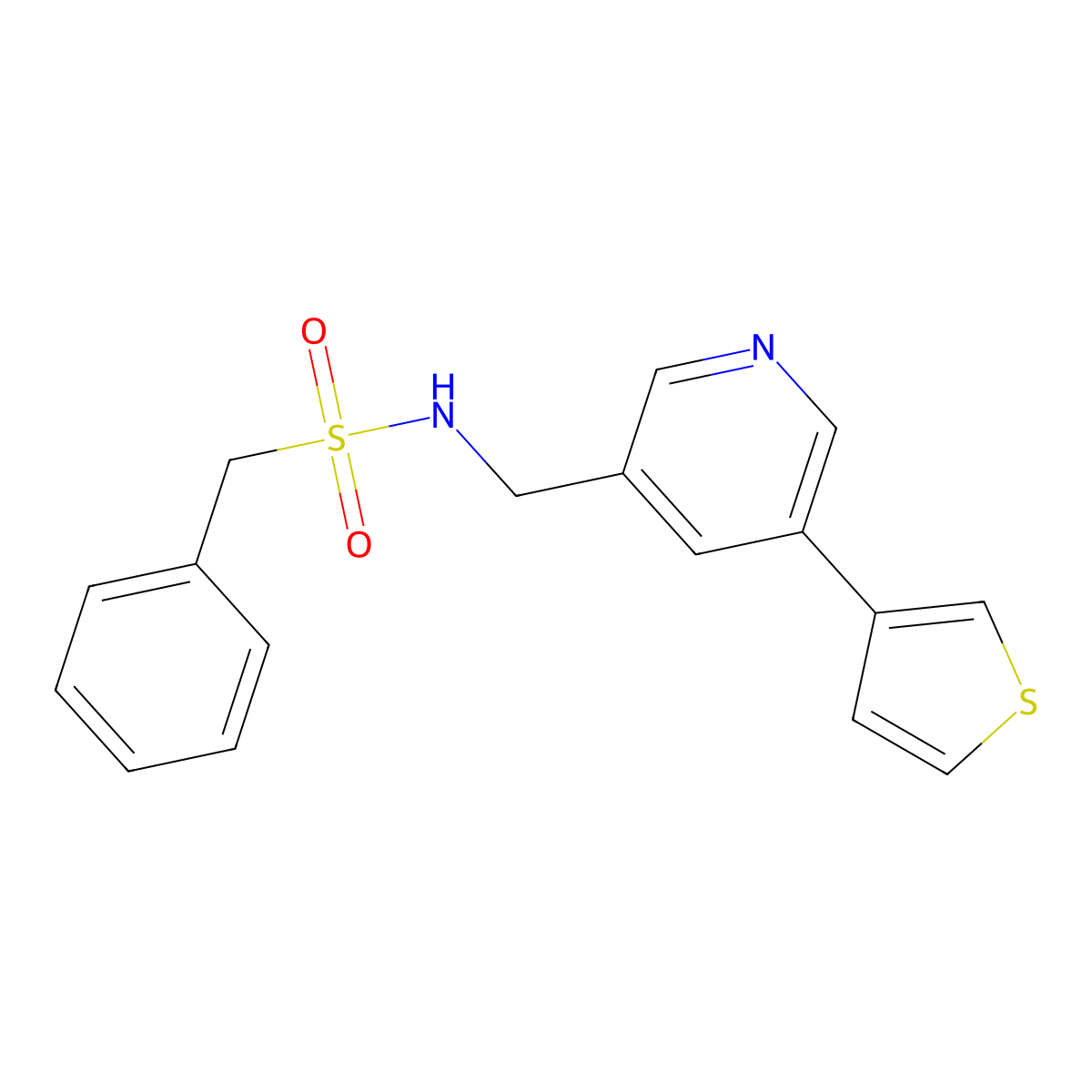 1-phenyl-N-{[5-(thiophen-3-yl)pyridin-3-yl]methyl}methanesulfonamide molecular structure, CAS 1705498-00-5