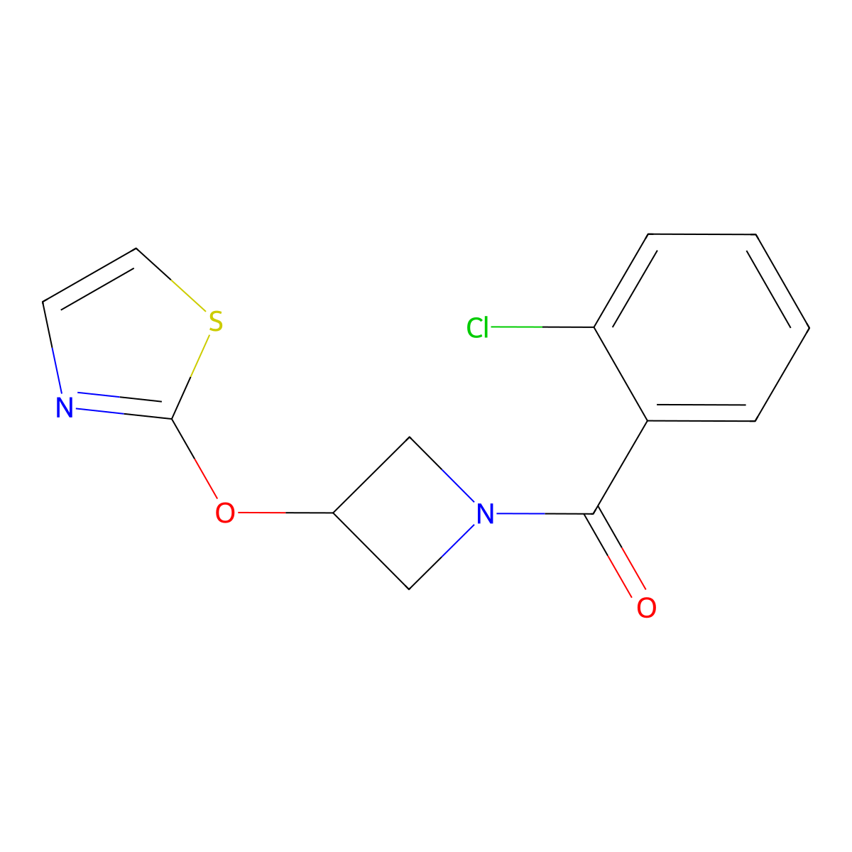 (2-Chlorophenyl)(3-(thiazol-2-yloxy)azetidin-1-yl)methanone molecular structure, CAS 1705500-33-9
