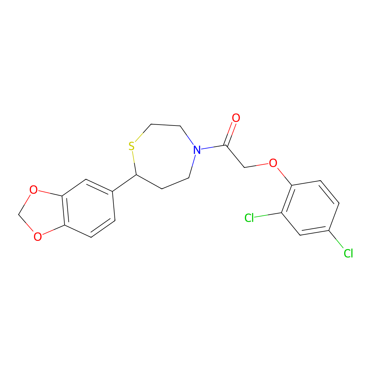 1-(7-(Benzo[d][1,3]dioxol-5-yl)-1,4-thiazepan-4-yl)-2-(2,4-dichlorophenoxy)ethanone molecular structure, CAS 1705505-13-0