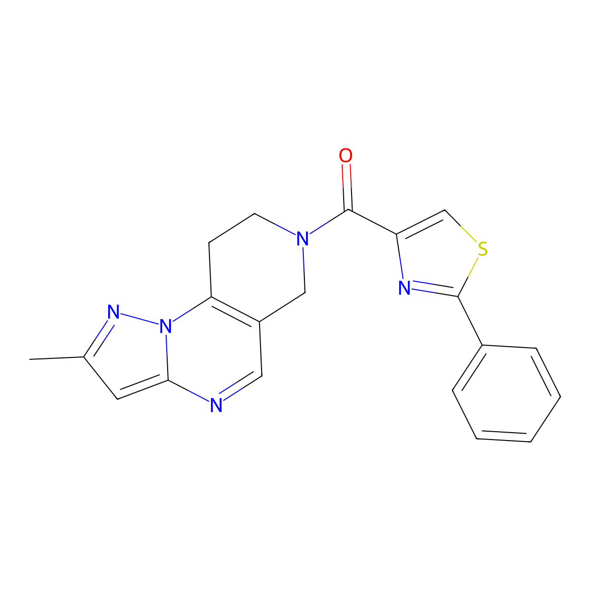 4-Methyl-11-(2-phenyl-1,3-thiazole-4-carbonyl)-2,3,7,11-tetraazatricyclo[7.4.0.0^{2,6}]trideca-1(9),3,5,7-tetraene molecular structure, CAS 1705505-43-6