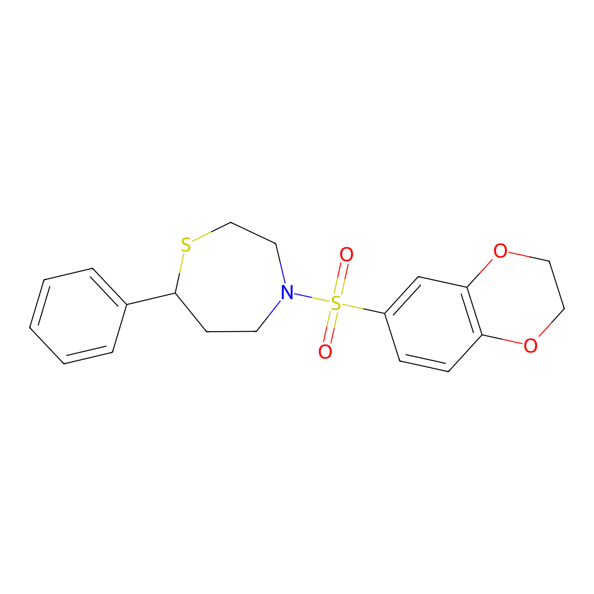 4-((2,3-Dihydrobenzo[b][1,4]dioxin-6-yl)sulfonyl)-7-phenyl-1,4-thiazepane molecular structure, CAS 1705505-60-7