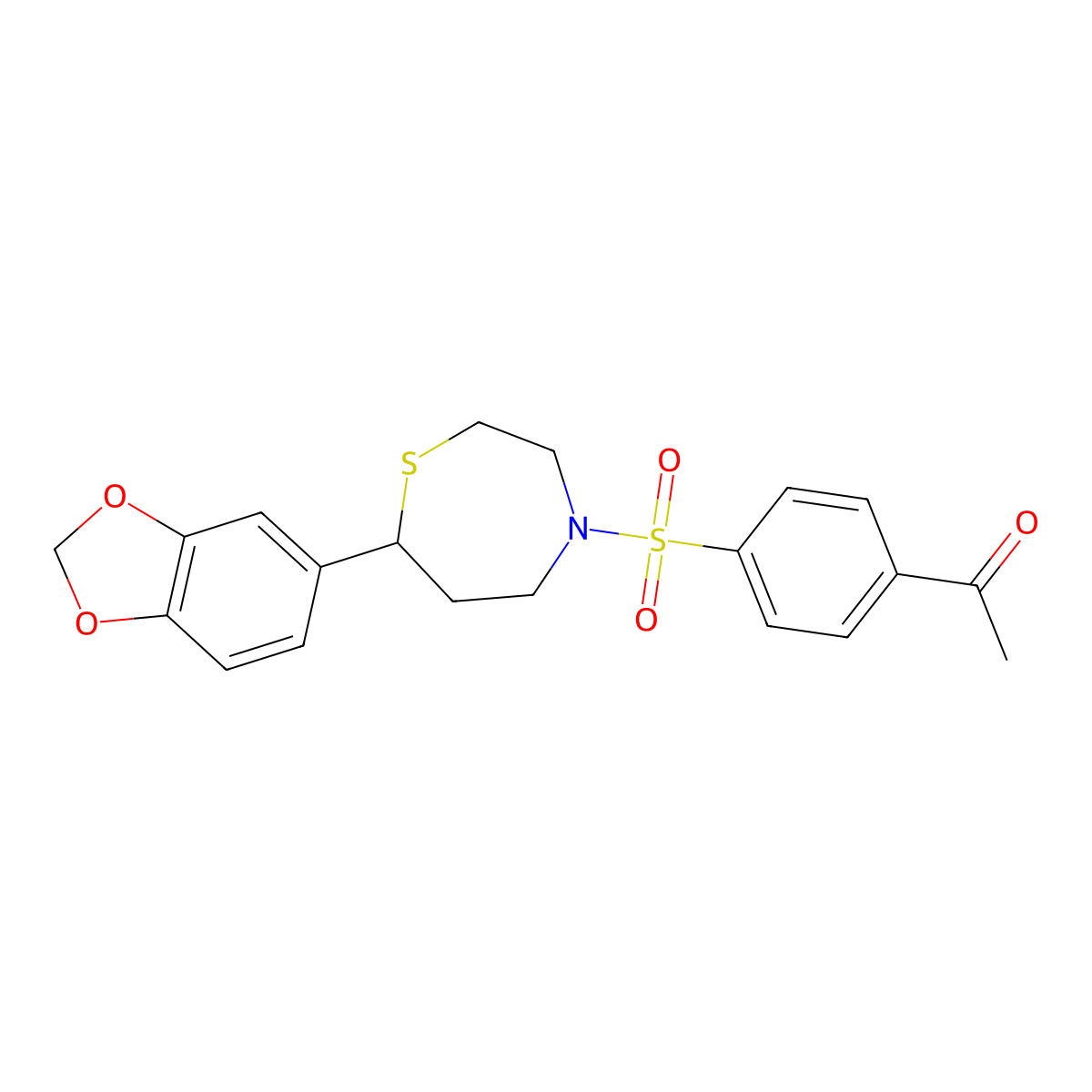 1-(4-((7-(Benzo[d][1,3]dioxol-5-yl)-1,4-thiazepan-4-yl)sulfonyl)phenyl)ethanone molecular structure, CAS 1705506-28-0