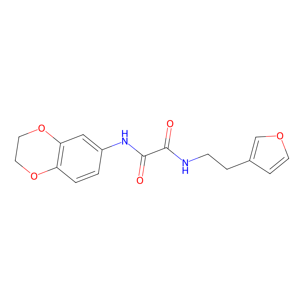 N1-(2,3-dihydrobenzo[b][1,4]dioxin-6-yl)-N2-(2-(furan-3-yl)ethyl)oxalamide molecular structure, CAS 1705509-15-4
