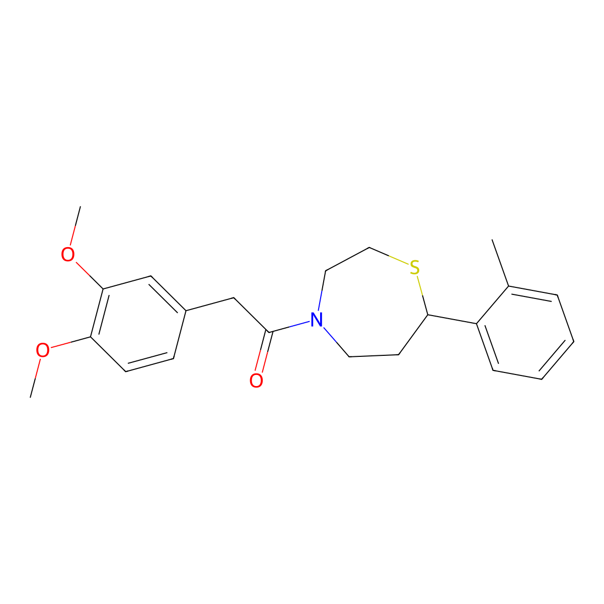 2-(3,4-Dimethoxyphenyl)-1-(7-(o-tolyl)-1,4-thiazepan-4-yl)ethanone molecular structure, CAS 1705509-34-7