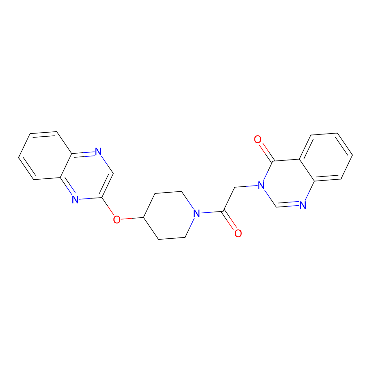 3-(2-oxo-2-(4-(quinoxalin-2-yloxy)piperidin-1-yl)ethyl)quinazolin-4(3H)-one molecular structure, CAS 1705510-40-2