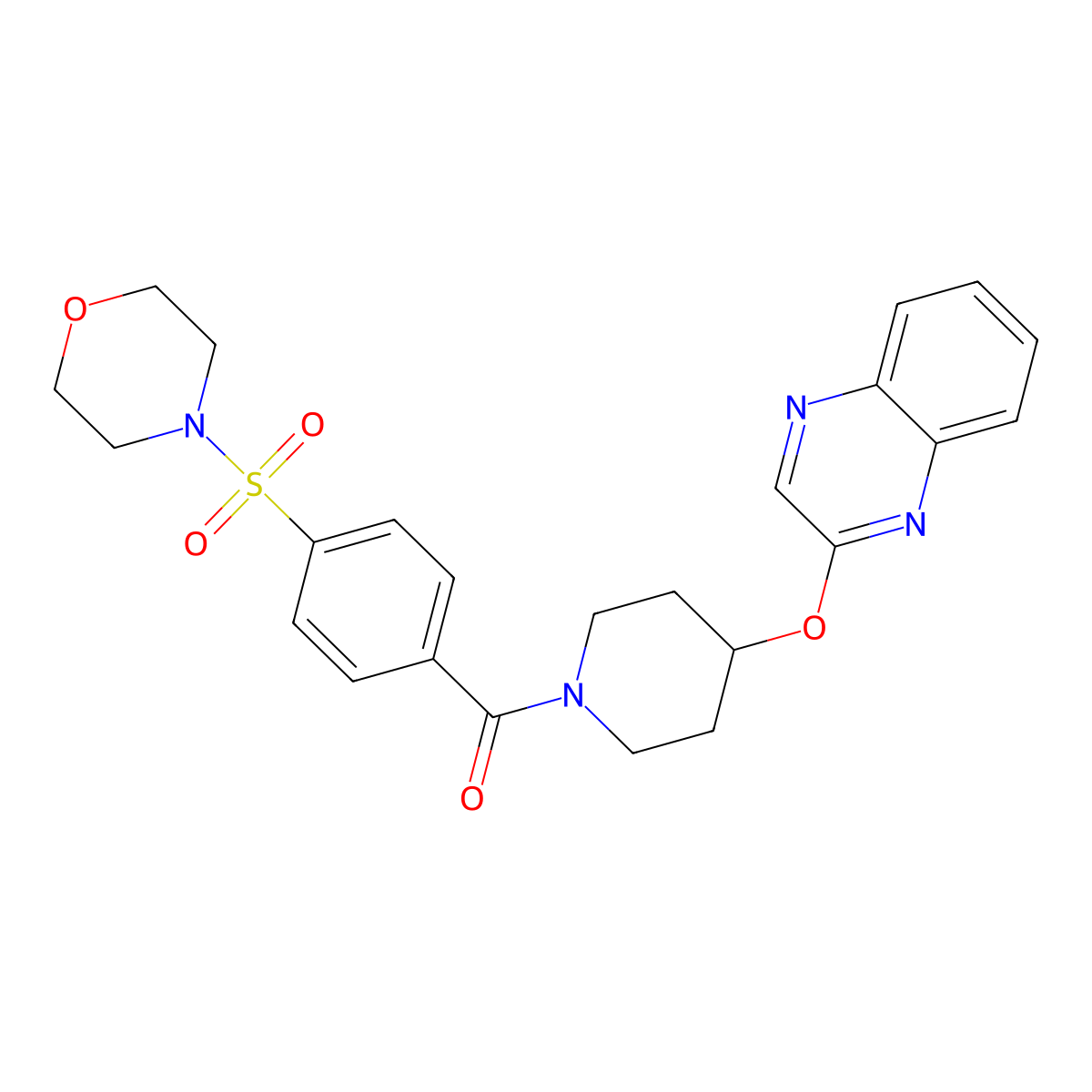 (4-(Morpholinosulfonyl)phenyl)(4-(quinoxalin-2-yloxy)piperidin-1-yl)methanone molecular structure, CAS 1705510-65-1
