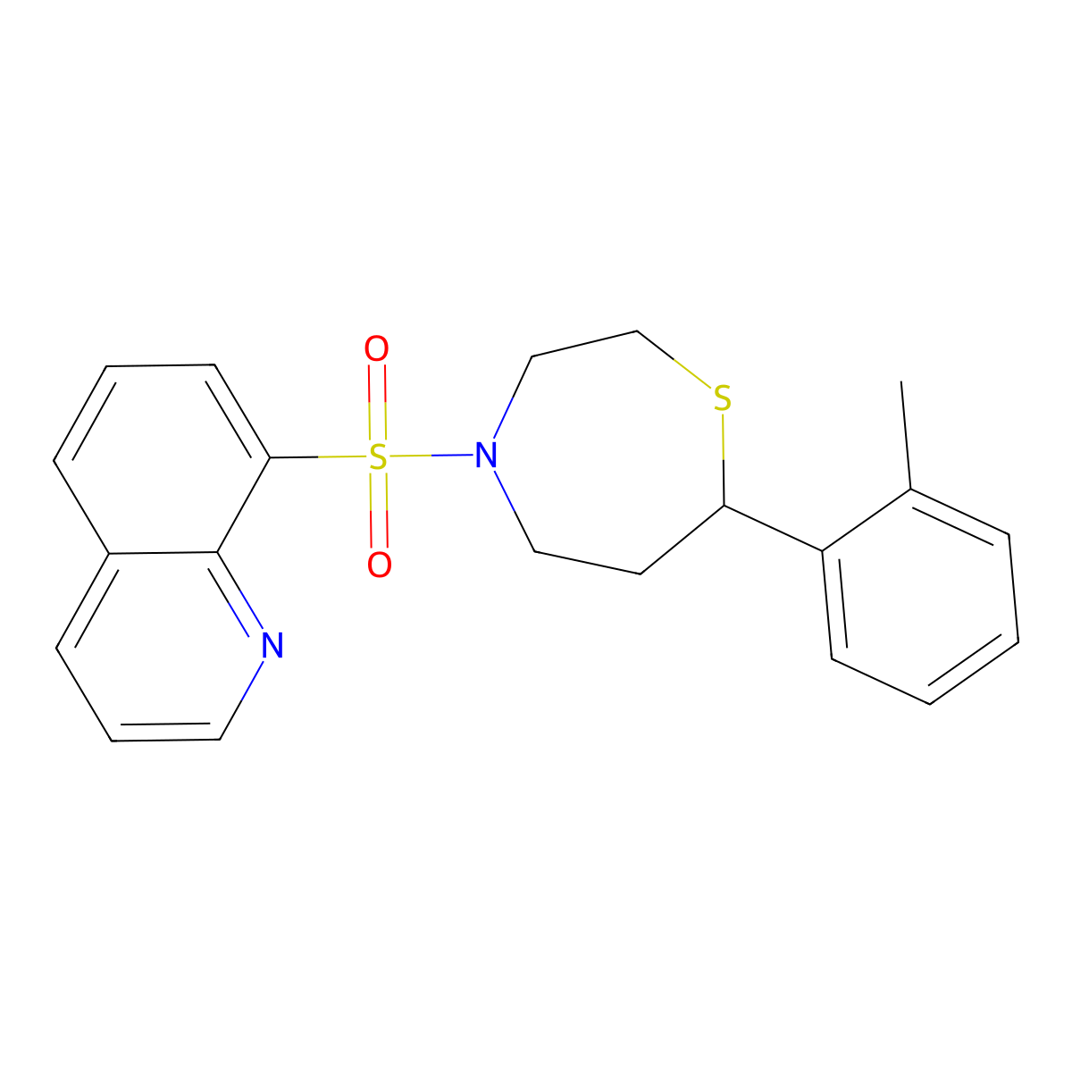 4-(Quinolin-8-ylsulfonyl)-7-(o-tolyl)-1,4-thiazepane molecular structure, CAS 1705511-22-3