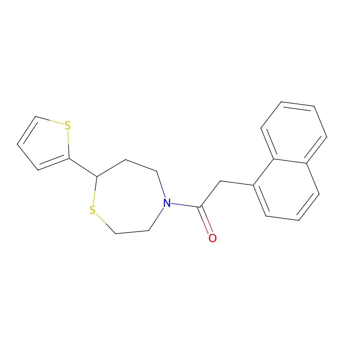 2-(Naphthalen-1-yl)-1-(7-(thiophen-2-yl)-1,4-thiazepan-4-yl)ethanone molecular structure, CAS 1705511-87-0