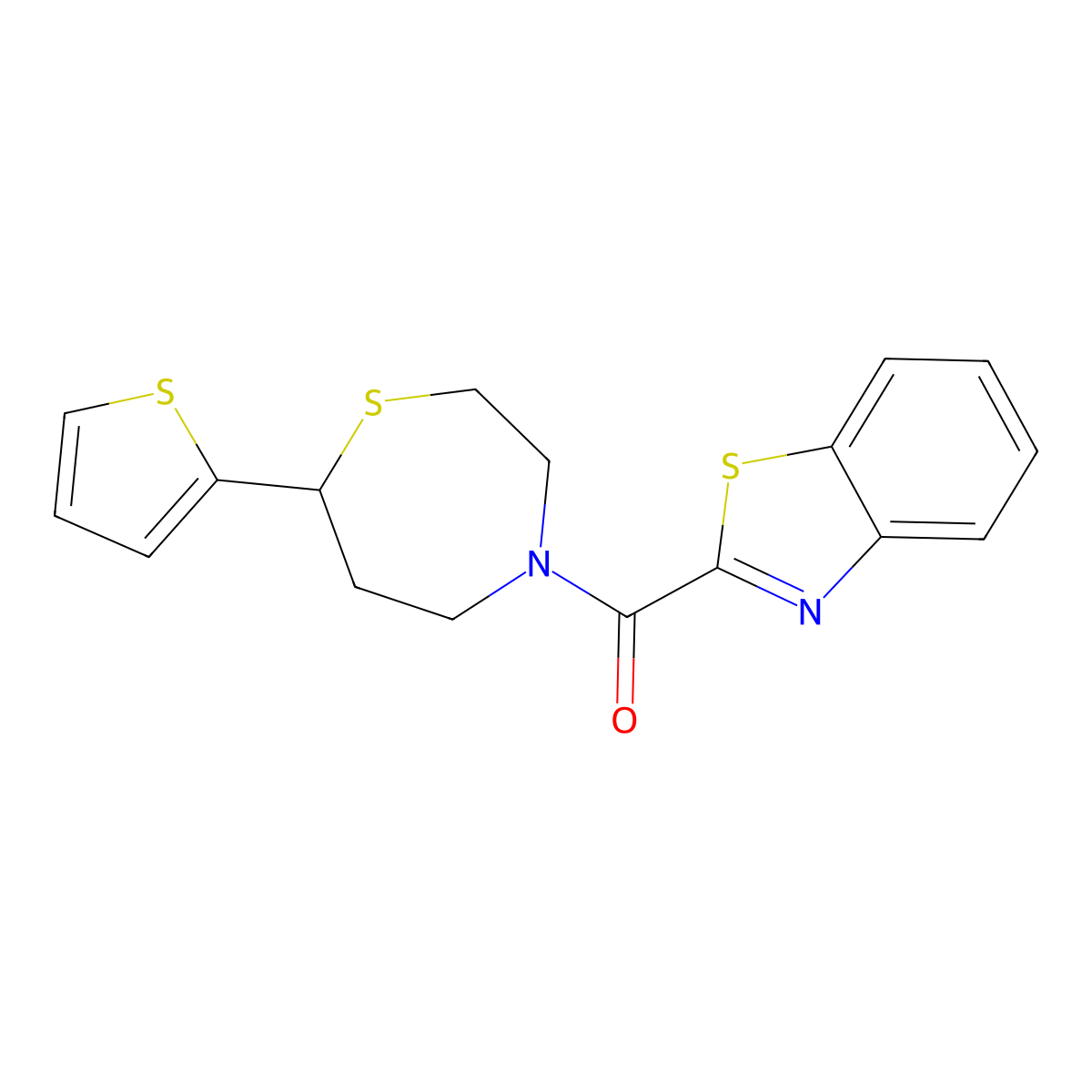 Benzo[d]thiazol-2-yl(7-(thiophen-2-yl)-1,4-thiazepan-4-yl)methanone molecular structure, CAS 1705512-53-3