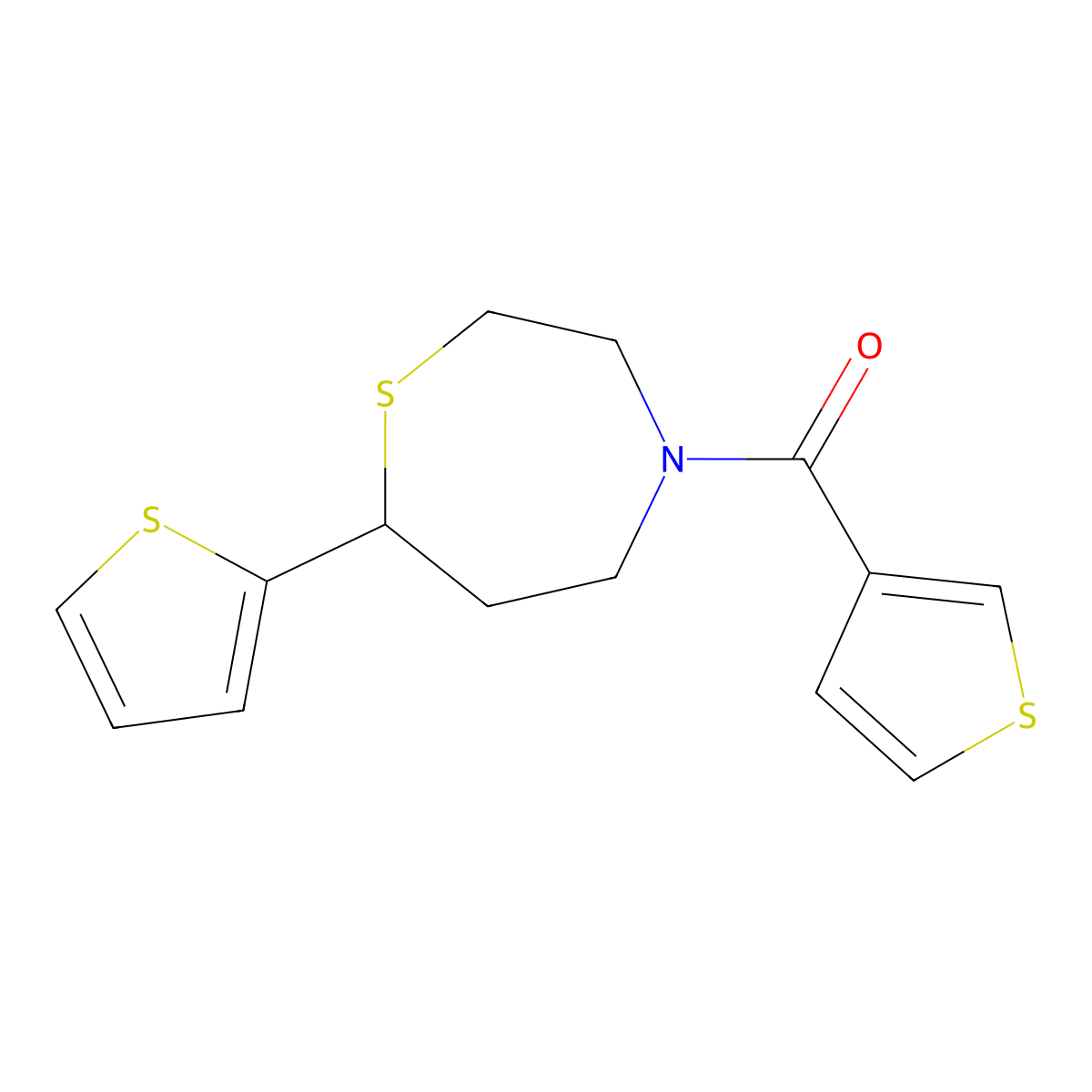 (7-(Thiophen-2-yl)-1,4-thiazepan-4-yl)(thiophen-3-yl)methanone molecular structure, CAS 1705512-63-5