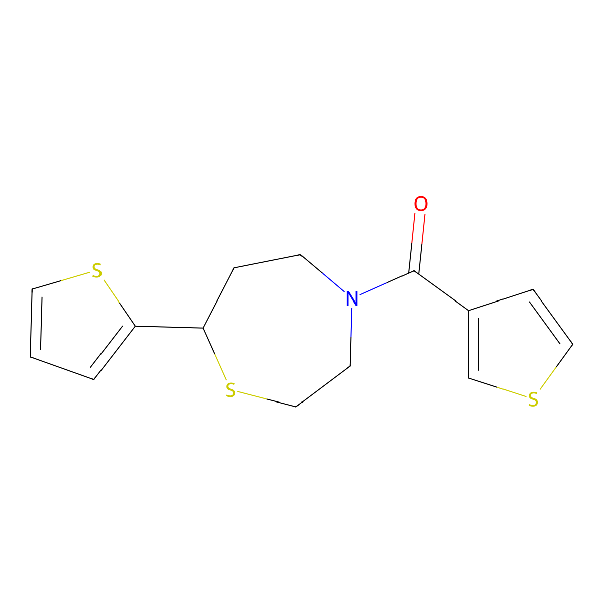 (7-(Thiophen-2-yl)-1,4-thiazepan-4-yl)(thiophen-3-yl)methanone molecular structure, CAS 1705512-63-5