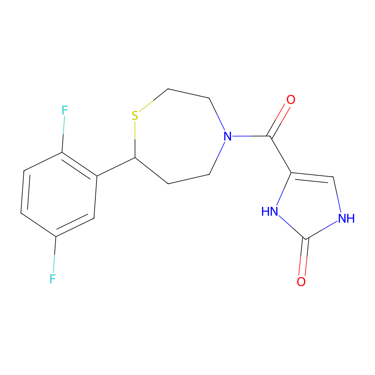 4-(7-(2,5-difluorophenyl)-1,4-thiazepane-4-carbonyl)-1H-imidazol-2(3H)-one molecular structure, CAS 1705513-29-6