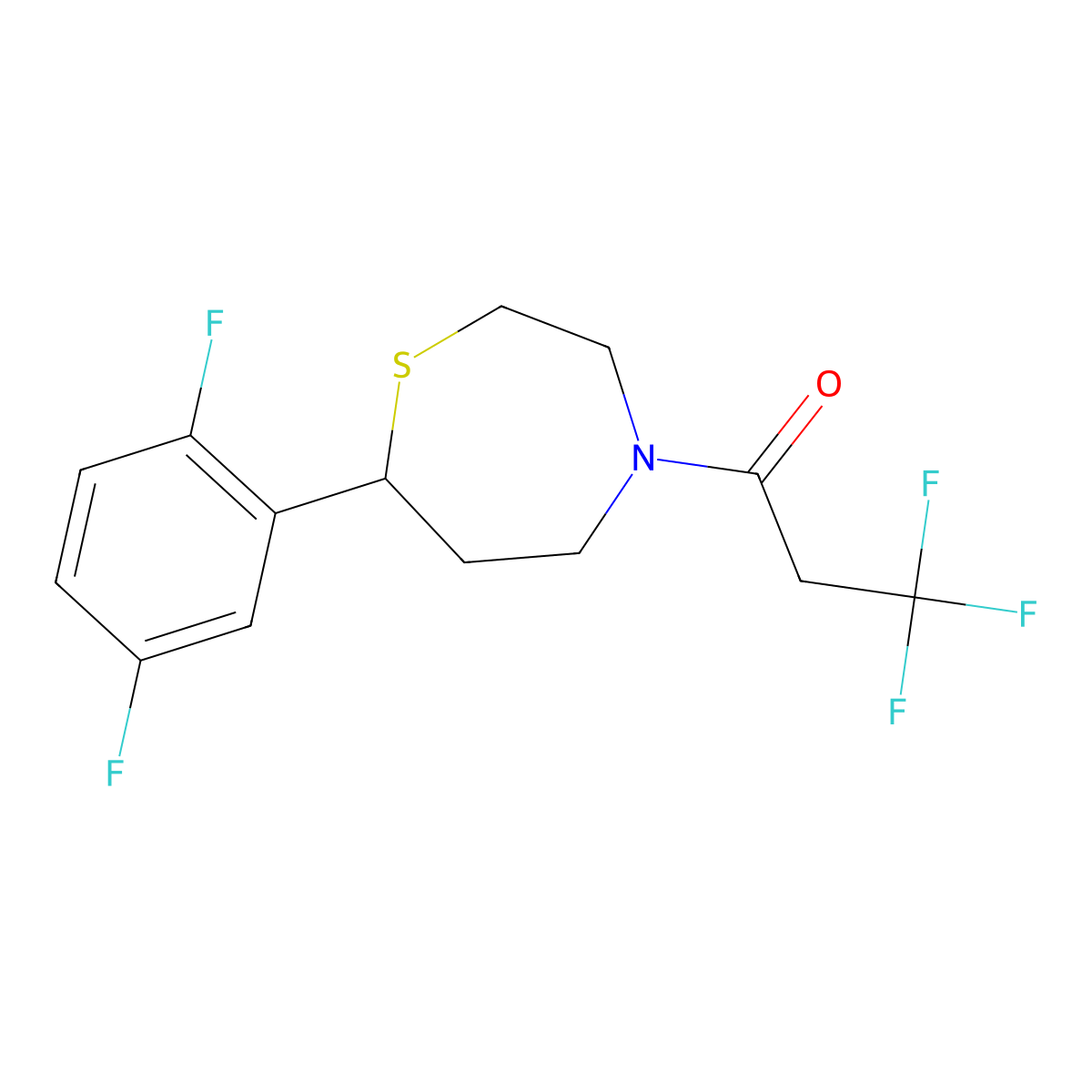 1-(7-(2,5-Difluorophenyl)-1,4-thiazepan-4-yl)-3,3,3-trifluoropropan-1-one molecular structure, CAS 1705513-60-5