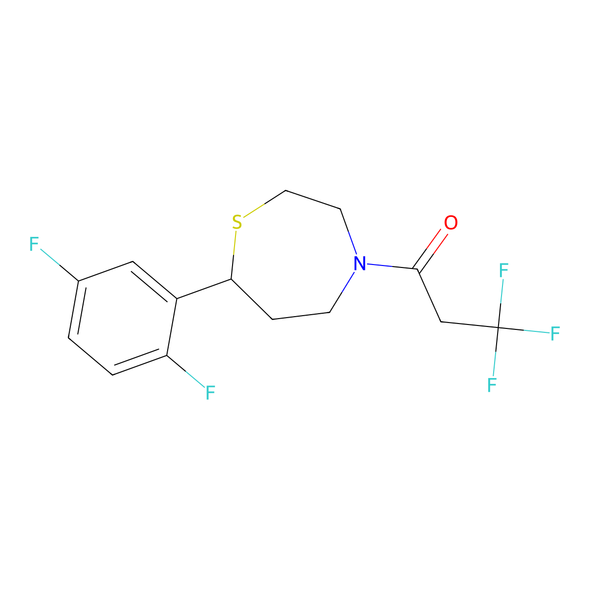 1-(7-(2,5-Difluorophenyl)-1,4-thiazepan-4-yl)-3,3,3-trifluoropropan-1-one molecular structure, CAS 1705513-60-5