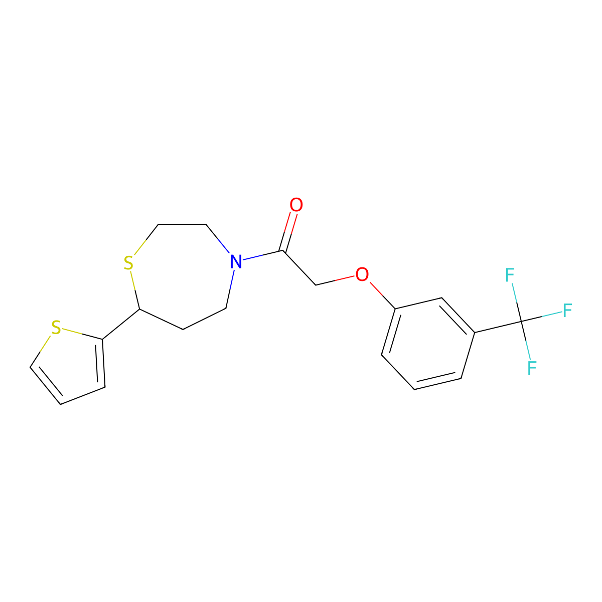1-(7-(Thiophen-2-yl)-1,4-thiazepan-4-yl)-2-(3-(trifluoromethyl)phenoxy)ethanone molecular structure, CAS 1705513-64-9