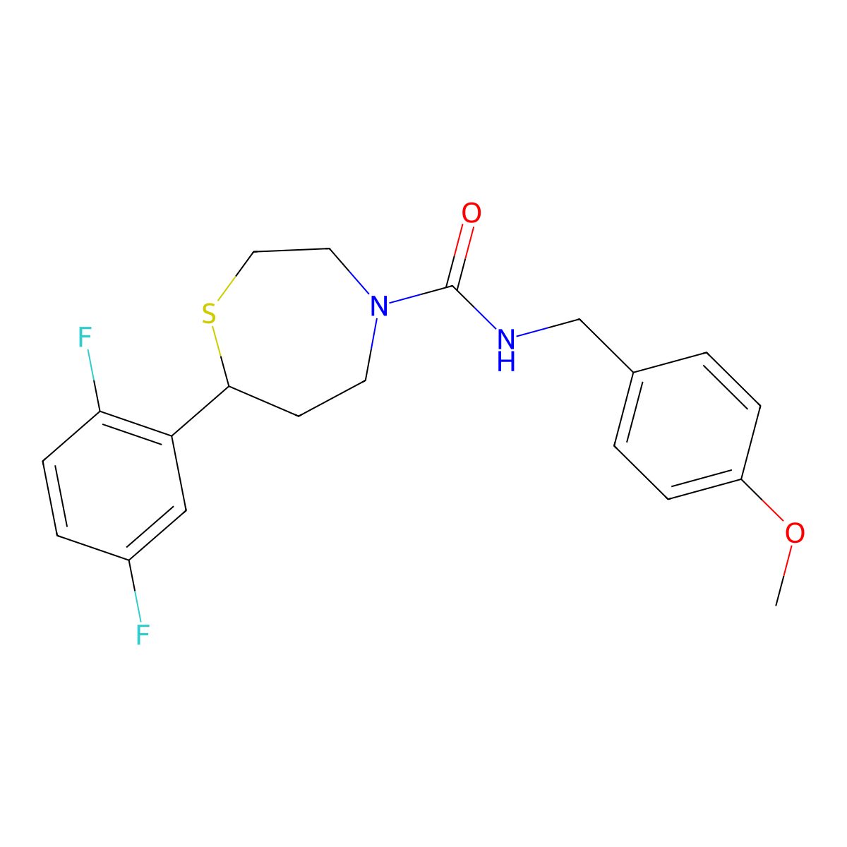 7-(2,5-difluorophenyl)-N-(4-methoxybenzyl)-1,4-thiazepane-4-carboxamide molecular structure, CAS 1705513-85-4