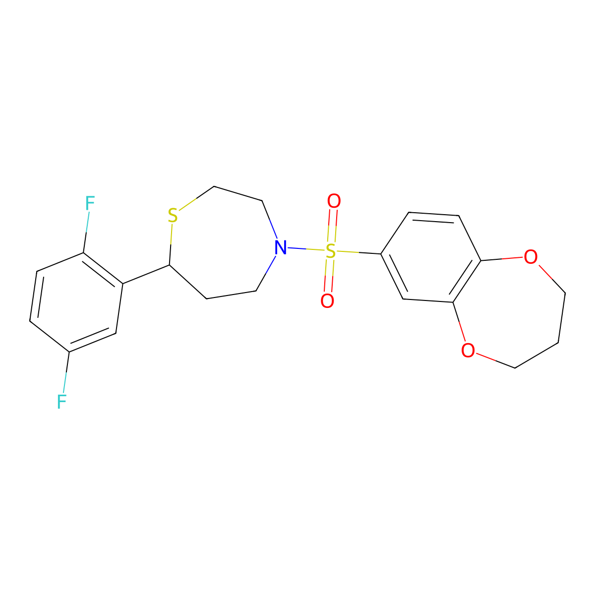 7-(2,5-difluorophenyl)-4-((3,4-dihydro-2H-benzo[b][1,4]dioxepin-7-yl)sulfonyl)-1,4-thiazepane molecular structure, CAS 1705514-48-2