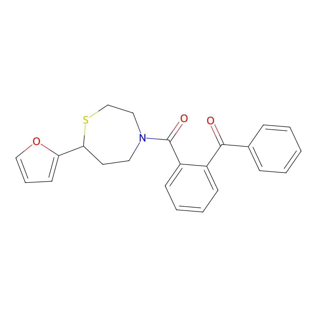 (2-Benzoylphenyl)(7-(furan-2-yl)-1,4-thiazepan-4-yl)methanone molecular structure, CAS 1705515-01-0