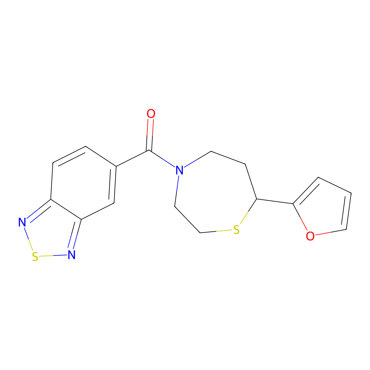 Benzo[c][1,2,5]thiadiazol-5-yl(7-(furan-2-yl)-1,4-thiazepan-4-yl)methanone molecular structure, CAS 1705515-95-2