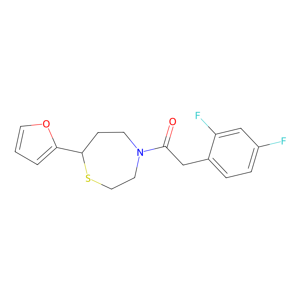 2-(2,4-Difluorophenyl)-1-(7-(furan-2-yl)-1,4-thiazepan-4-yl)ethanone molecular structure, CAS 1705516-35-3