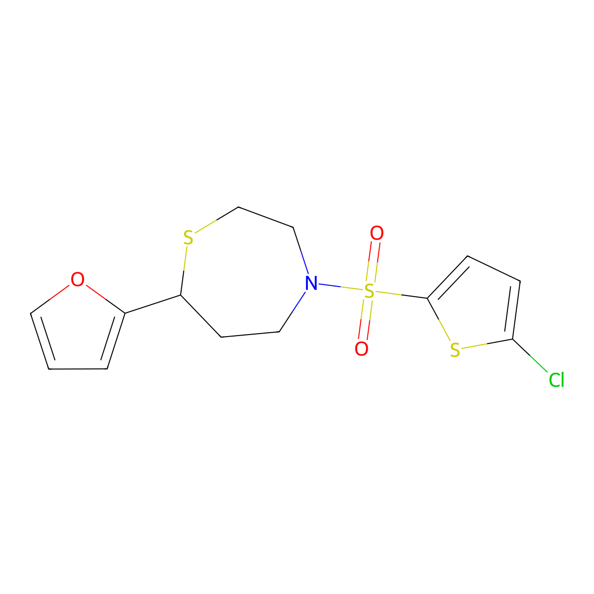 4-((5-Chlorothiophen-2-yl)sulfonyl)-7-(furan-2-yl)-1,4-thiazepane molecular structure, CAS 1705517-32-3