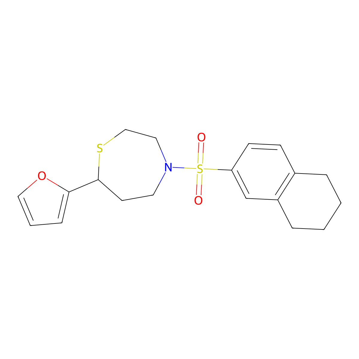 7-(Furan-2-yl)-4-((5,6,7,8-tetrahydronaphthalen-2-yl)sulfonyl)-1,4-thiazepane molecular structure, CAS 1705517-80-1