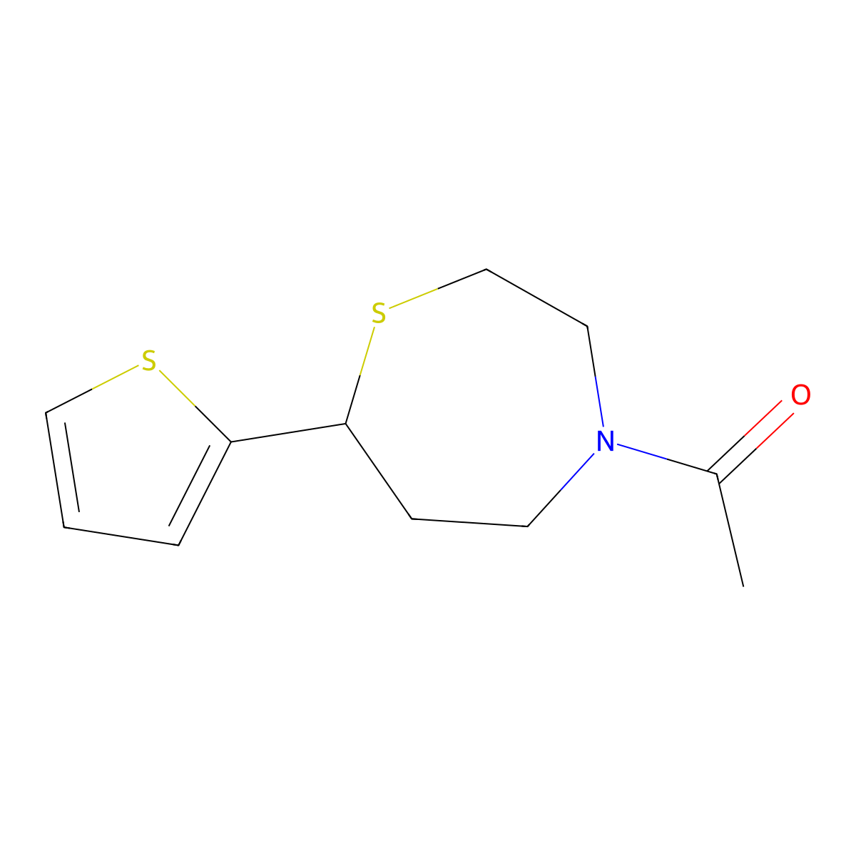 1-[7-(Thiophen-2-yl)-1,4-thiazepan-4-yl]ethan-1-one molecular structure, CAS 1705518-35-9