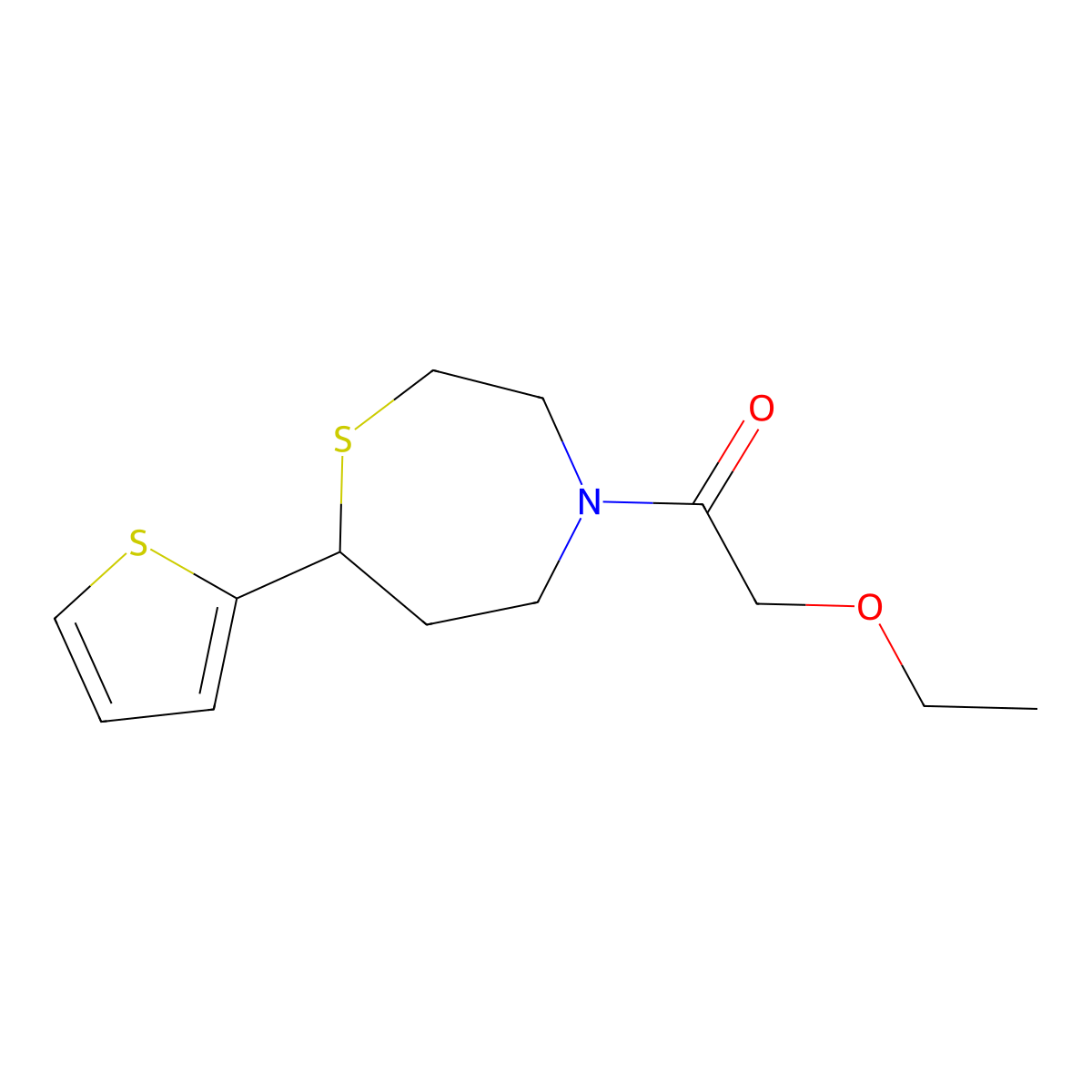 2-Ethoxy-1-(7-(thiophen-2-yl)-1,4-thiazepan-4-yl)ethanone molecular structure, CAS 1705518-40-6