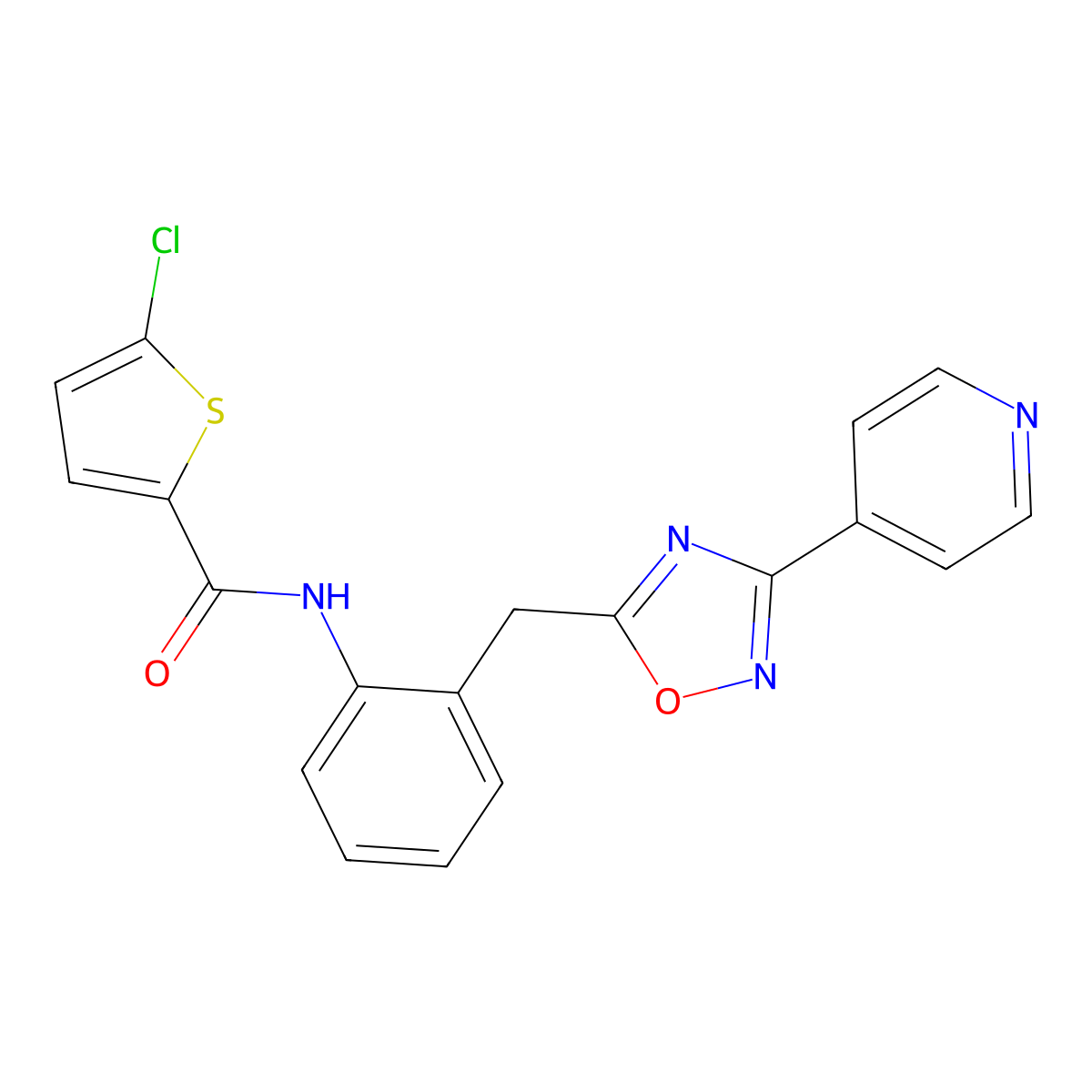 5-chloro-N-(2-((3-(pyridin-4-yl)-1,2,4-oxadiazol-5-yl)methyl)phenyl)thiophene-2-carboxamide molecular structure, CAS 1705523-74-5