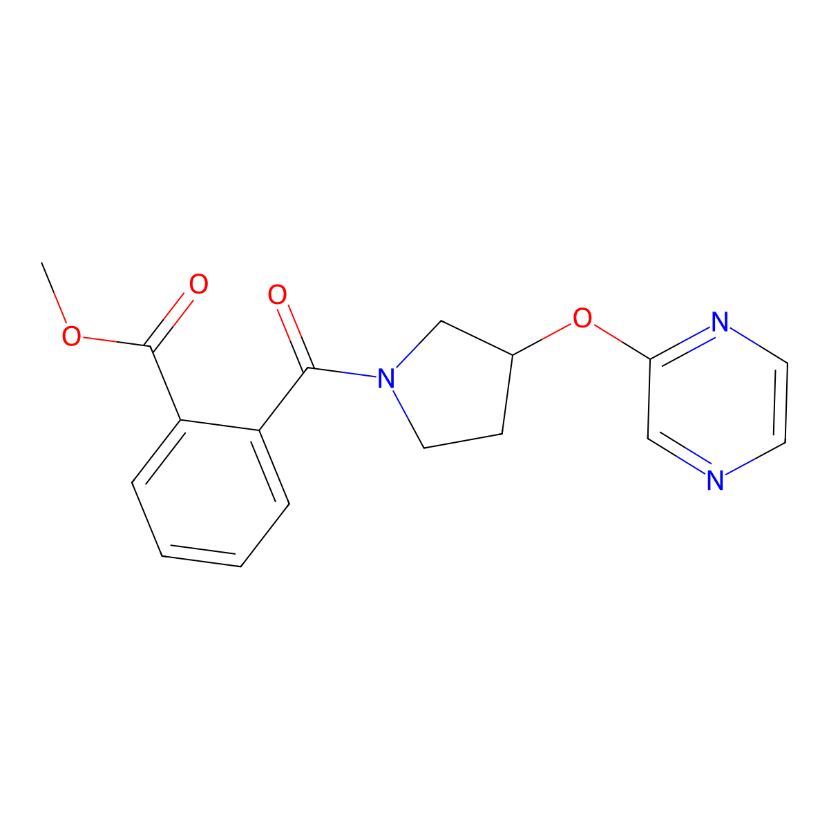 Methyl 2-[3-(pyrazin-2-yloxy)pyrrolidine-1-carbonyl]benzoate molecular structure, CAS 1705525-17-2