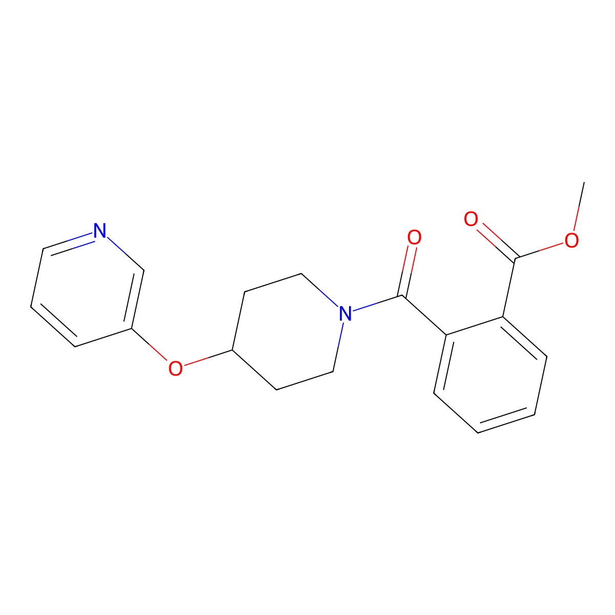 Methyl 2-[4-(pyridin-3-yloxy)piperidine-1-carbonyl]benzoate molecular structure, CAS 1705530-15-9