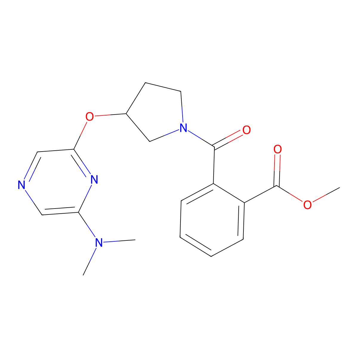 Methyl 2-(3-{[6-(dimethylamino)pyrazin-2-yl]oxy}pyrrolidine-1-carbonyl)benzoate molecular structure, CAS 1705532-69-9