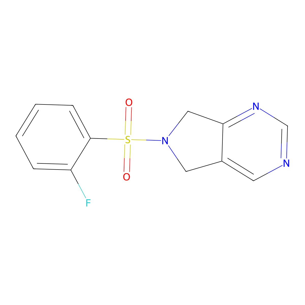 6-((2-fluorophenyl)sulfonyl)-6,7-dihydro-5H-pyrrolo[3,4-d]pyrimidine molecular structure, CAS 1705537-80-9