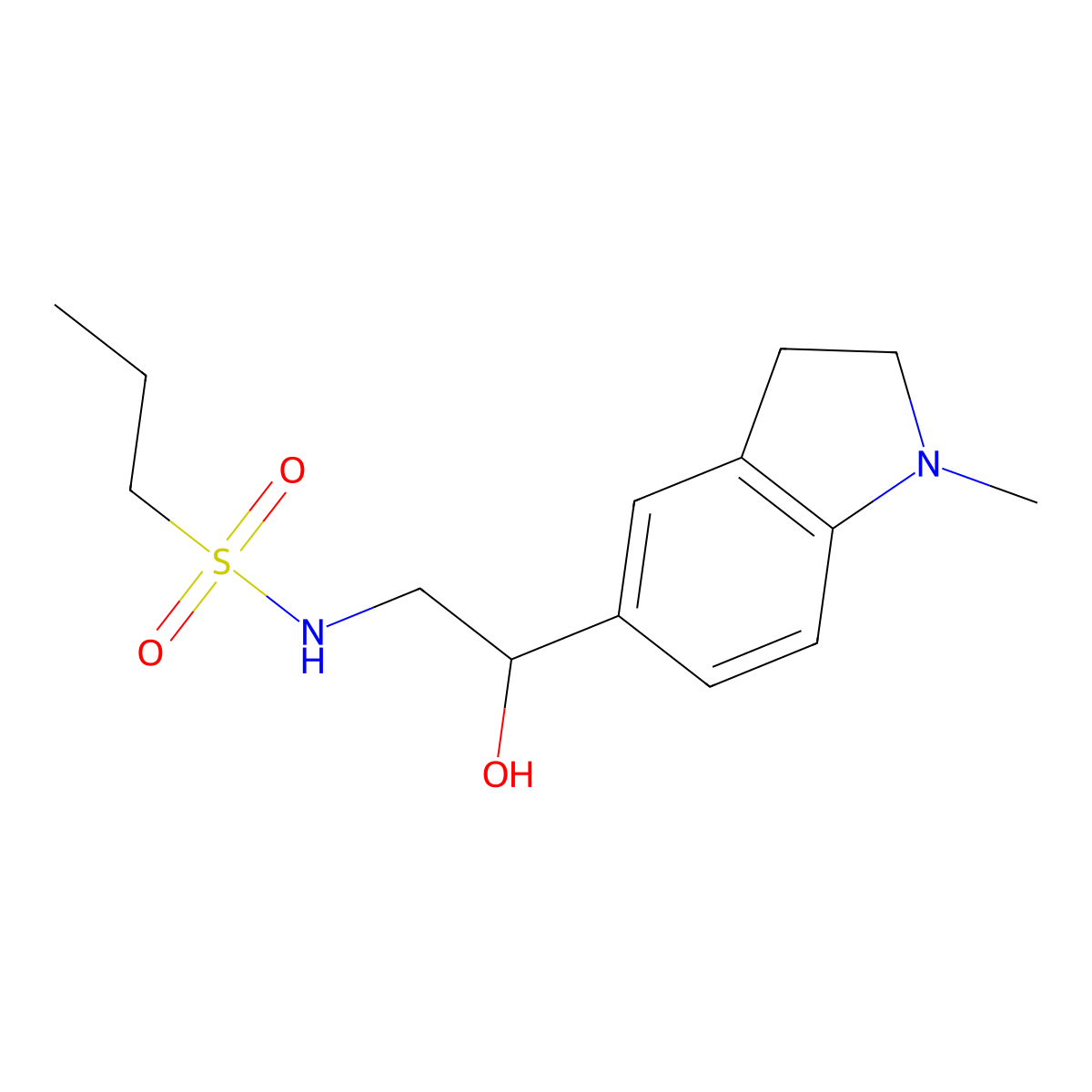 N-(2-hydroxy-2-(1-methylindolin-5-yl)ethyl)propane-1-sulfonamide molecular structure, CAS 1705538-52-8